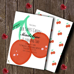 Invitación Cereza linda dibujada a mano Cumpleaños dulce 