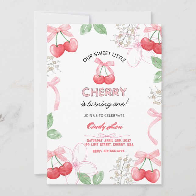 Invitación Cereza más dulce 1ª edición digital personalizada  (Anverso)