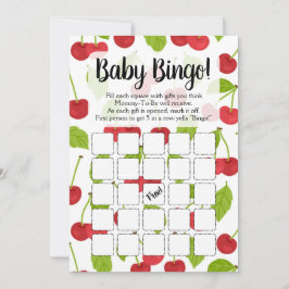 Invitación Cerezas Baby Bingo Shower Game Cherry Red