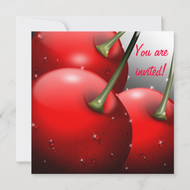 Invitación Cerezas con gotas de excremento (Anverso)