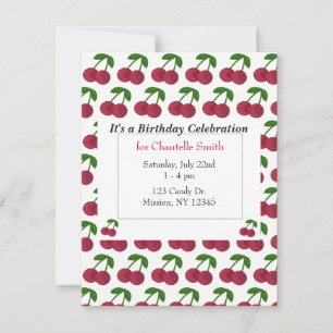 Invitación Cerezas de Cumpleaños de Verano