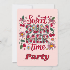 Invitación Cerezas Margaritas Coquetas Tiempo de Verano Dulce