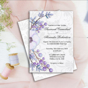 Invitación Cerezas moradas florales y matrimonio Damasco