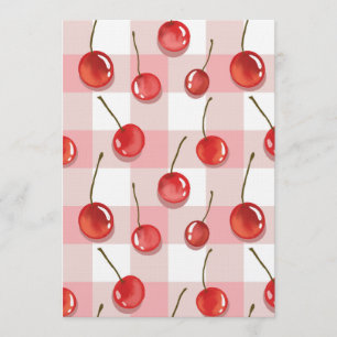 Invitación Cerezas Rojas Pintadas a Mano Patrón Continuo