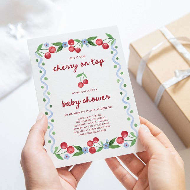 Invitación Cerezo arriba | Baby Shower caprichoso de guión ro (Subido por el creador)