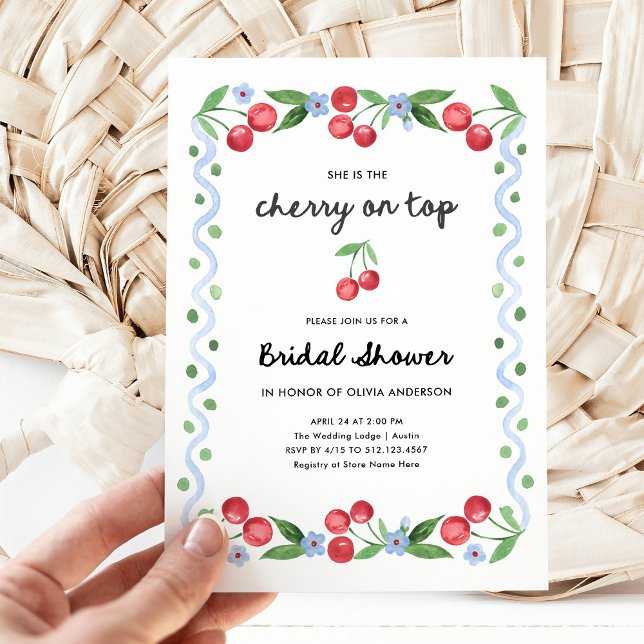 Invitación Cerezo arriba | Whimsical Retro Bridal (Subido por el creador)