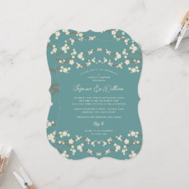Invitación Cerezo crema Flor de cerezo Azul turquesa Boda asi