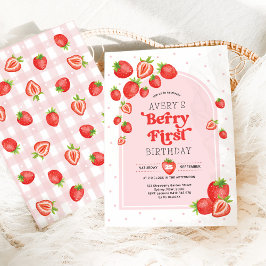 Invitación Cerezo de fresa Cute Primer Primer Cumpleaños
