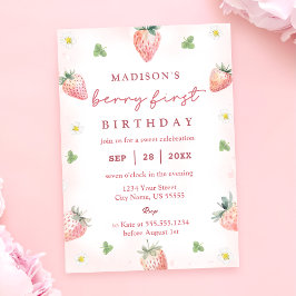 Invitación Cerezo de fresa Cute Primer Primer Cumpleaños