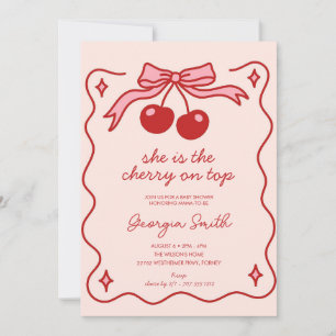 Invitación Cerezo en Baby Shower dibujado a mano