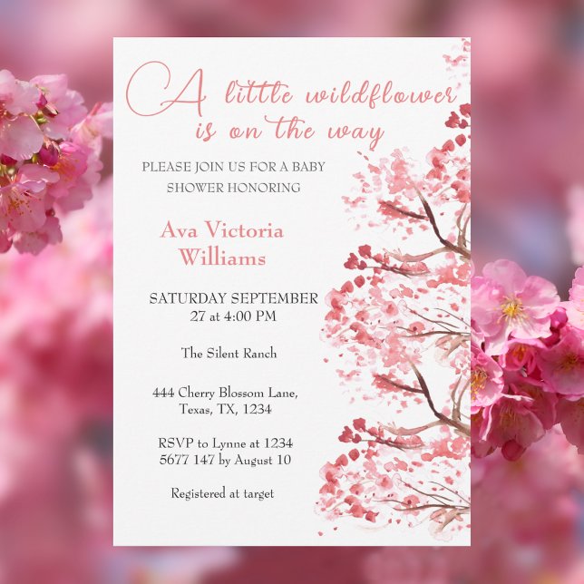 Invitación Cerezo en flor de flores silvestres en Baby Shower (Subido por el creador)