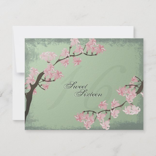Invitación Cerezo en flor dulce 16 cumpleaños (Anverso)