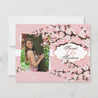 Invitación Cerezo en flor dulce 16 cumpleaños