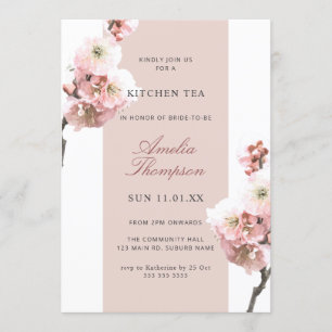 Invitación Cerezo en flor Dusty Pink Floral Kitchen Té