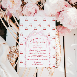 Invitación Cerezo en la cima rosada bebé roja ducha