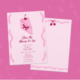 Invitación Cerezo en la ducha de novia con espuma rosada
