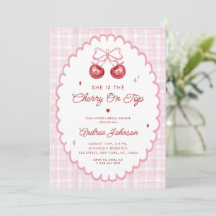 Invitación Cerezo en la ducha de novias preppy con cosecha de