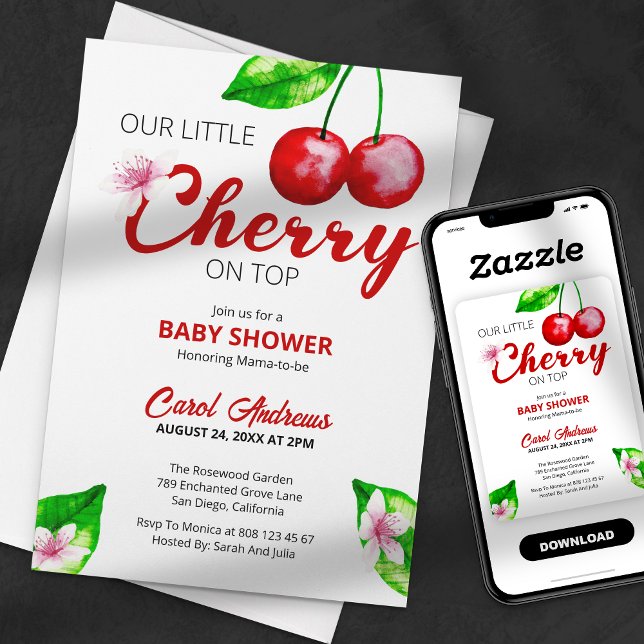 Invitación Cerezo en la flor acuarela Baby Shower Top (Subido por el creador)