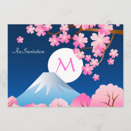 Invitación Cerezo Fuji florece primavera noche japonesa Sakur