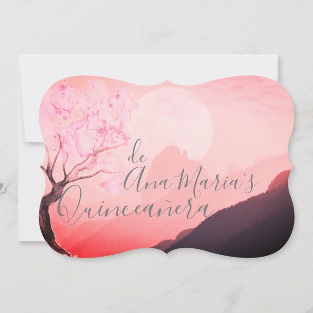 Invitación Cerezo japonés rosa y definitivamente brumosas (Anverso)