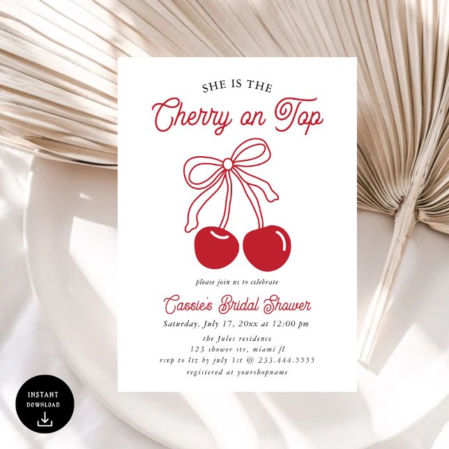 Invitación Cerezo moderno en la ducha de novias con arco rosa (Subido por el creador)