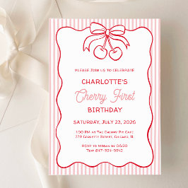 Invitación "Cerezo primero" cumpleaños estriba rosada se desm