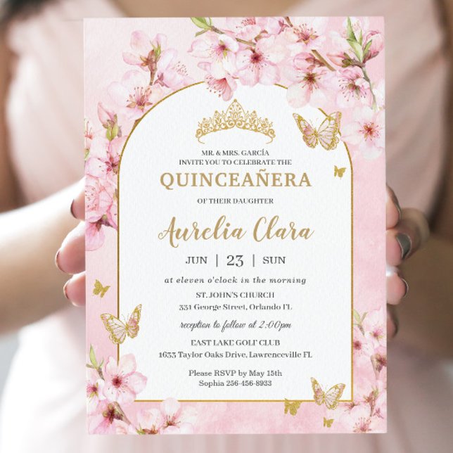 Invitación Cerezo rosa floreado Quinceañera dulce 16 (Subido por el creador)