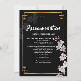 Invitación cerezos blancos en flor y dorados aposento para en