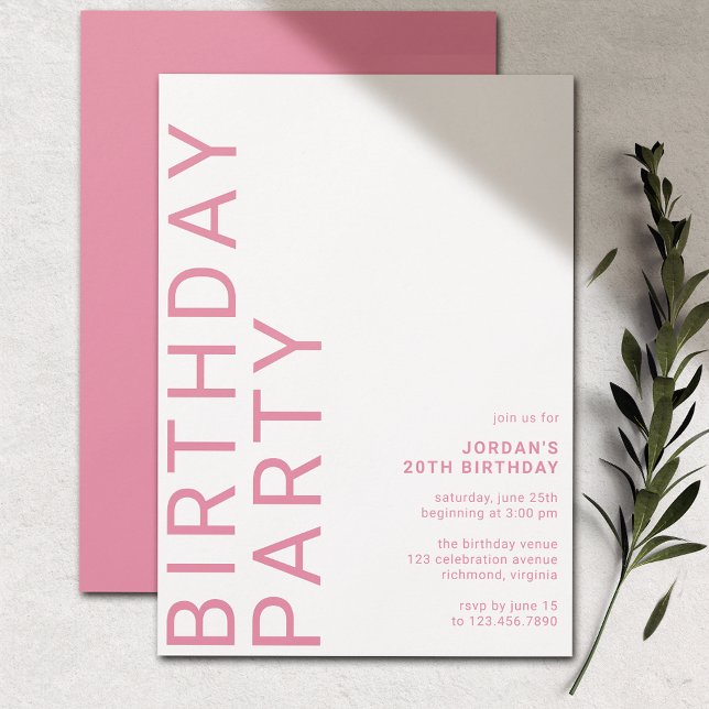 Invitación Cerise Hot Pink | Novia moderna Cualquier cumpleañ (Subido por el creador)