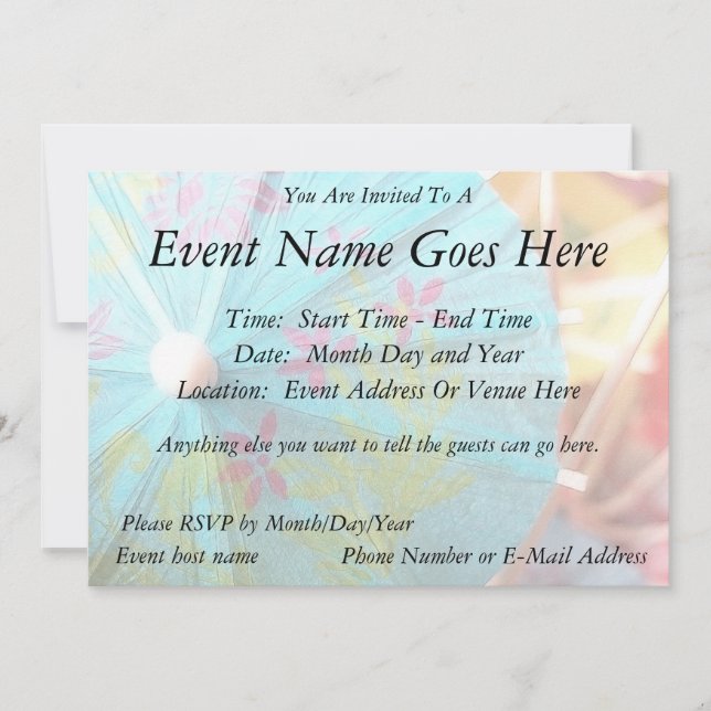 Invitación Cerrar - Parasol de papel (Anverso)