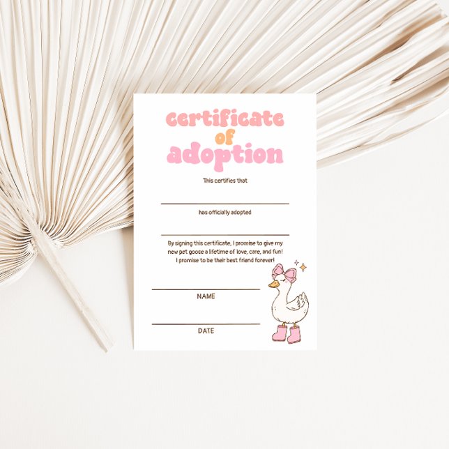Invitación Certificado de Adopción de Ganso Tonto (Subido por el creador)