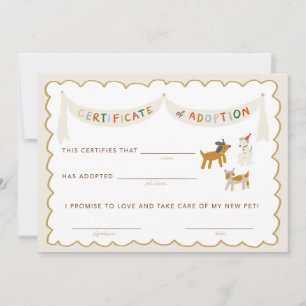 Invitación Certificado de adopción de Puppy Pawty
