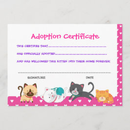 Invitación Certificado de adopción Mascota, Cumpleaños de Gat