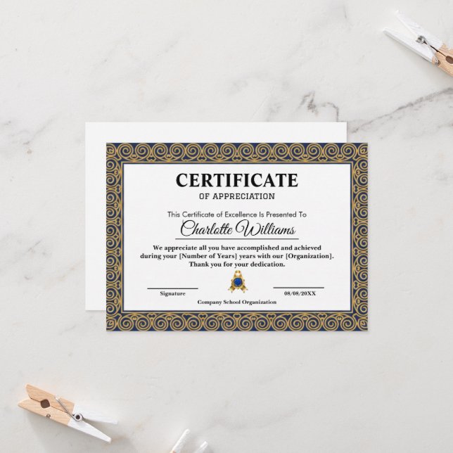 Invitación Certificado de Agradecimiento para Empleado Corpor (Anverso/Reverso In Situ)