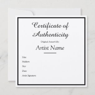 Invitación Certificado de autenticidad de Kraft para arte