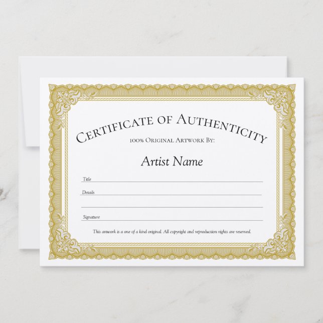 Invitación Certificado de autenticidad de la frontera de époc (Anverso)