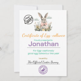 Invitación Certificado de Celda Personalizada de Huevos de Pa