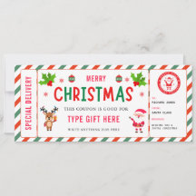 Certificado de Cupón para Niños de Navidad Rudolph