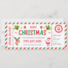Invitación Certificado de Cupón para Niños de Navidad Rudolph