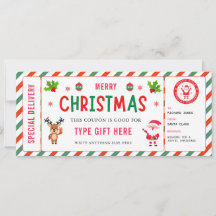 Certificado de Cupón para Niños de Navidad Rudolph