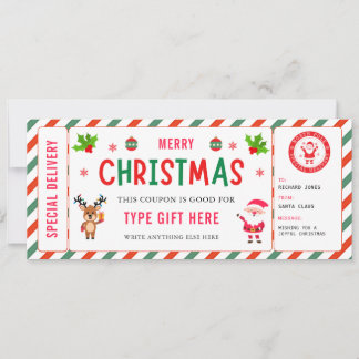 Invitación Certificado de Cupón para Niños de Navidad Rudolph