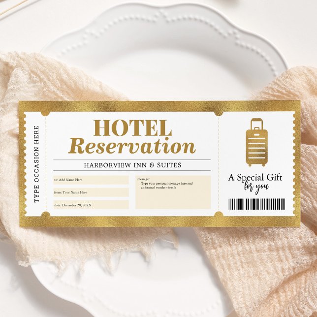 Invitación Certificado de estancia de reserva de hotel Gold (Subido por el creador)