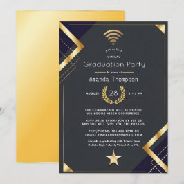 Invitación Certificado de fiesta de graduación virtual Black