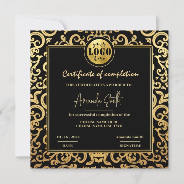 Invitación Certificado de finalización de premio con marco de (Anverso)