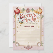 Certificado de la Lista de los Buenos de Papá Noel