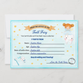 Invitación Certificado de lechón dental recibo de diente perd