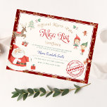 Invitación Certificado de lista de Santa Claus<br><div class="desc">Certificado oficial de la lista de Niza de Santa. Elementos coincidentes disponibles.</div>