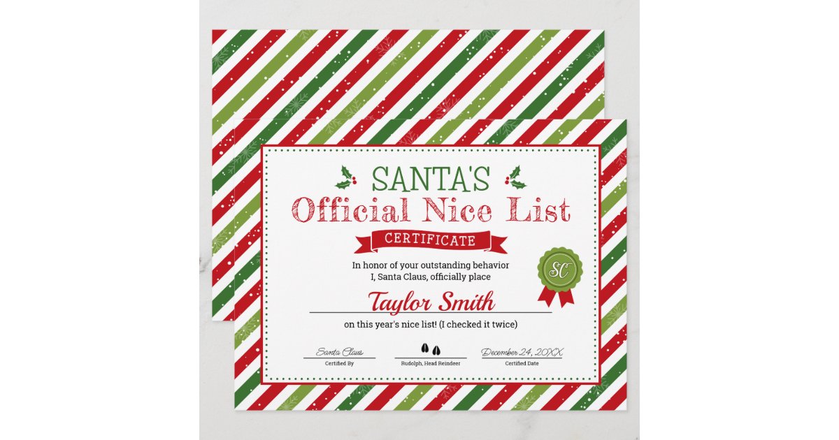 Certificado De Advertencia De La Lista Traviesa Oficial De Santa