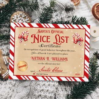 Invitación Certificado de lista oficial de Niza de Santa Sede