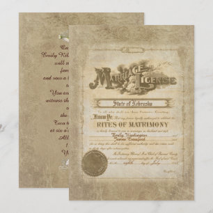 Invitación Certificado de matrimonio de vintage